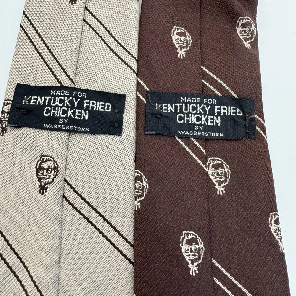 Vintage Wasserstorm Kentucky Fried Chicken Colonel Sanders Set 2 Neck Ties KFC